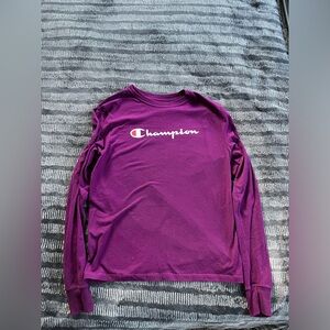Champion Women’s Purple long sleeve tee with chest logo